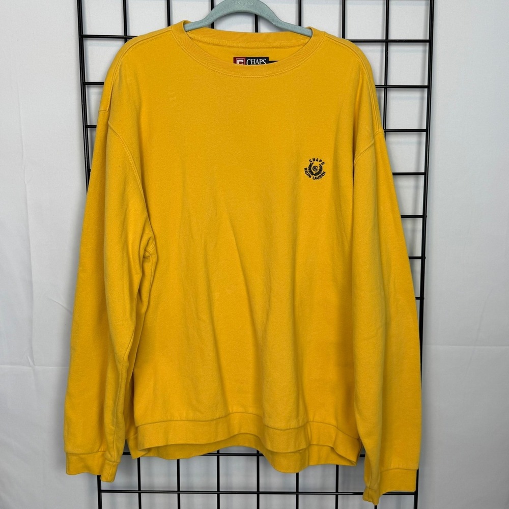 Vintage Chaps Ralph Lauren Crewneck Sweatshirt Mens XL Yellow Embroidered Logo